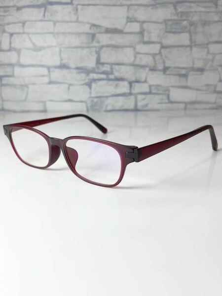 +1.00 JINS READING GLASSES FRD-15A-016 ジンズ ウェリントン型 ボルドー 老眼鏡 良品