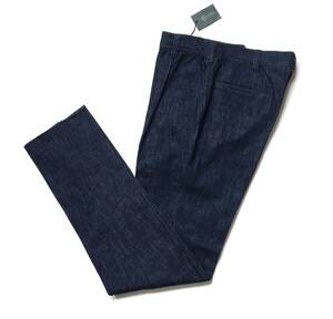 新品 春夏 IGARASHI TROUSERS 48 M 五十嵐トラウザーズ 1プリーツ デニム スラックス インディゴ ネイビー コットン 綿 正規品 定価4.2万