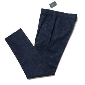 新品 春夏 IGARASHI TROUSERS 48 M 五十嵐トラウザーズ 1プリーツ デニム スラックス インディゴ ネイビー コットン 綿 正規品 定価4.2万の画像1