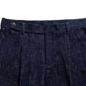 新品 春夏 IGARASHI TROUSERS 48 M 五十嵐トラウザーズ 1プリーツ デニム スラックス インディゴ ネイビー コットン 綿 正規品 定価4.2万の画像6