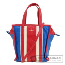 BALENCIAGA バレンシアガ 513990 バザール　ストライプ　2WAY ハンドバッグ カーフ レディース 中古_画像1