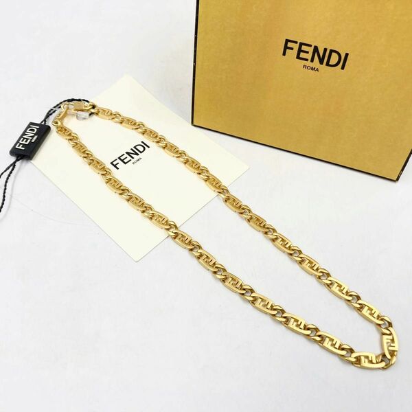 【未使用・箱付き】フェンディ ネックレス オーロック ゴールドチェーン ズッカ FENDI FFロゴ 金具 メンズ レディース 