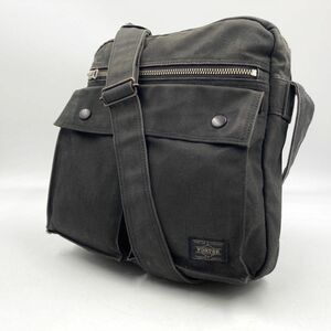 【美品】ポーター PORTER ショルダーバッグ メッセンジャーバッグ クロスボディ デニム ブラック 黒SMOKY ヨシダカバン