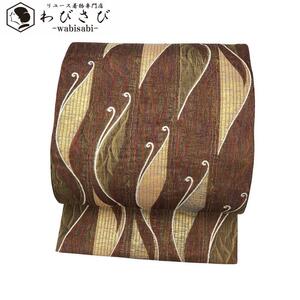 袋帯 すくい織 縦柄抽象模様 金糸 O-3578