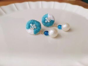 ハンドメイド 刺繍ピアス なつぞら