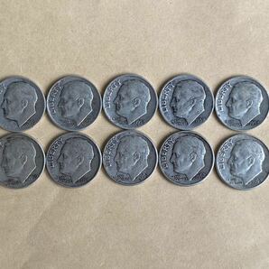 1円スタート アメリカ銀貨 10セント 10枚セット ルーズベルト 1963年以前の画像1