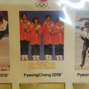 平昌2018冬季オリンピック日本代表選手(スピードスケート 女子 チームパシュート 高木姉妹、等) 金メダル フレーム切手 １シートの画像7