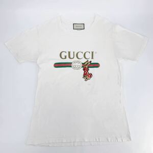 GUCCI グッチ Tシャツ ロゴ うさぎ柄 ホワイト イタリア製 メンズ