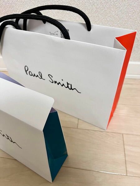 ショップバッグ　PaulSmith ポールスミス　手提げ付き　手提げなし　2個セッコ　オレンジ　ターコイズブルー　新品　未使用