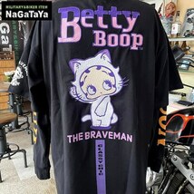 THE BRAVE MAN Betty Boop BBB-2423 ブレイブマン ベティブープコラボ ロゴ刺繍 BIGシルエット 天竺 半袖Tシャツ Lサイズ ブラック_画像3