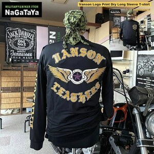 VANSON バンソン フライングスター ロゴプリント ドライ 長袖Tシャツ 吸汗速乾 抗菌防臭 UVカット Mサイズ メンズ NVLT-2306 バイカー