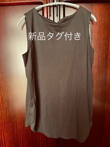 新品タグ付き　antiqua アンティカ　ノースリーブTシャツ　カットソーこげ茶