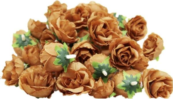 【Mikishin】バラ造花50個セット 3cm ブラウン ブーケ装飾用結婚式