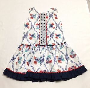 新品■tupami 女の子 コットンワンピース ドレス 5 110 バラプリント柄