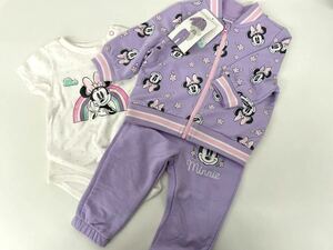  new goods # Disney minnie Chan 6M 6 months 60-70 rompers jacket pants 3 point set purple lavender *