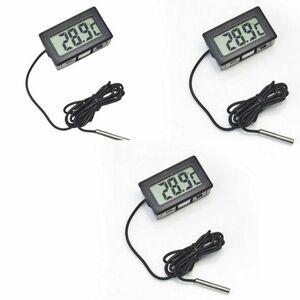 3 point set digital Thermo meter black new goods water temperature gage thermometer easy installation tropical fish . temperature common carp immediate payment cheap 