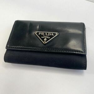 プラダ　PRADA キーケース　レザー 黒 ナイロン 