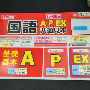 う-077 札幌市版 国語 A・P・EX 前期 4年 日本標準 問題集 プリント 学習 ドリル 小学生 漢字 テキスト テスト用紙 教材 文章問題 計算※11