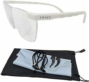 JWMY 拡大鏡ルーペメガネ 1.6倍 対策 えんきん メガネ型拡大鏡 ルーペ 6点セット (ホワイト６点セット