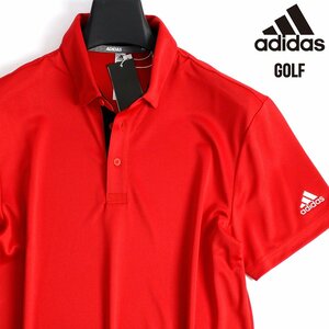 新品 アディダス ゴルフ ピケ 半袖 ポロシャツ L 春夏 adidas GOLF 吸水速乾 ボタンダウン シャツ スポーツ ウェア メンズ 赤 ◆SL681B