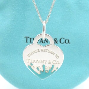 【送料無料】 極希少 美品 Tiffany&Co. ティファニー ブルー スプラッシュ リターントゥ ハート シルバー ネックレス Ag925 SV HA68