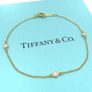 【送料無料】 未使用 Tiffany&Co. ティファニー イエロー ゴールド 3P ダイヤモンド バイザヤード ブレスレット 750 K18 HA389