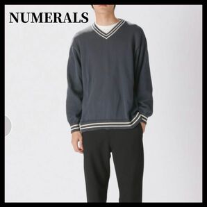 美品 NUMERALS ヌメラルズ チンデル ニット グレー M メンズ