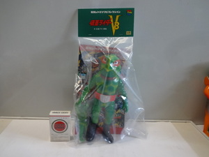  higashi . retro Kamen Rider V3 mysterious person turtle ba Zoo ga-( new color ) + Mini sofvi Kamen Rider unopened unused goods dead stock beautiful.