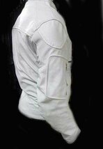 ★激シブ★パンチングメッシュ完全防備EUROライダースジャケット ホワイト バッファローレザー　Mサイズ_画像3