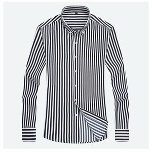 XL ブラック ボタンダウンシャツ ストライプシャツ メンズ 長袖 ストライプ柄 カラフル カジュアル オシャレ
