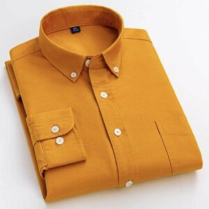 44/4XL 807 オックスフォードシャツ ボタンダウン メンズ 長袖 形態安定加工 ビジカジ 柔らかい 綿100％ ポケット