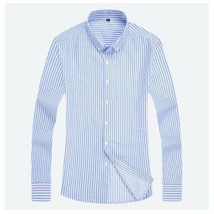 3XL ライトブルー ボタンダウンシャツ ストライプシャツ メンズ 長袖 ストライプ柄 カラフル カジュアル オシャレ