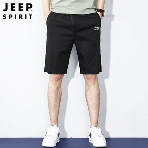 29 ブラック ショートパンツ メンズ ハーフパンツ 薄手 速乾 ストレッチ シンプル 定番 カジュアルパンツ 夏 ワンポイント JEEP SPIRIT