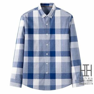 M 2304 メンズシャツ 長袖シャツ オックスフォードシャツ チェックシャツ ボタンダウンシャツ 柄シャツ 春服 秋服