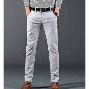 W34 серый слаксы цвет брюки из твила мужской мужской брюки из твила стрейч casual брюки низ хлопок хлопок одноцветный хлопок хлеб 