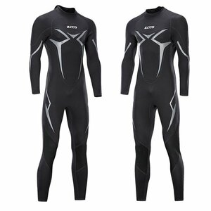 М черный мокрый костюм Полный костюм мужчина 3 мм растягивание Neo Plain Plain Diving Surfing назад на молнии теплоизоляция MSMY01