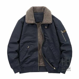 5XL ネイビー ミリタリージャケット メンズ 裏起毛 厚手 冬 防寒着 中綿コート アウター ブルゾン 40代 50代 大きいサイズ