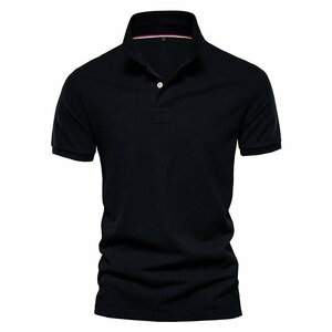 ブラック色 M 定番 ポロシャツ メンズ 無地 半袖 シンプル 綿 プルオーバー polo 男性 ビジネス向け ビズポロ 半そでポロシャツ トップス