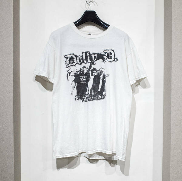 L / GILDAN ギルダン ヘビー 白 プリント バンド Tシャツ ホワイト DOLLY D. ROCK ハードコア