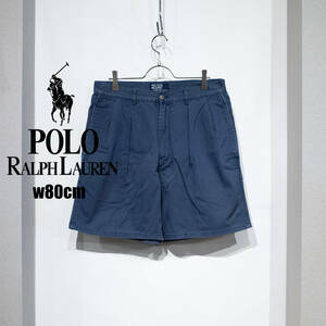 80 / 90s POLO RALPH LAUREN 90年代 ポロラルフローレン ポロチノ ハーフパンツ ショーツ ツータック アンドリュー ネイビー ハイウエスト