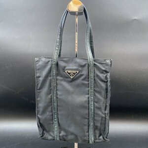 G0327O12 PRADA プラダ ナイロン ハンドバッグ トートバッグ 肩がけ ロゴプレート レディース メンズ　ブラック