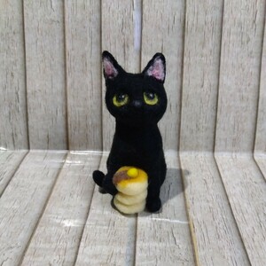  wool felt hand made black cat ... cat ...