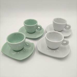 #441 ILLY collection イリ― コレクション エスプレッソカップ お洒落なデザインのイタリア製 ２色４客セット ホワイト＆ライトグリーンの画像1