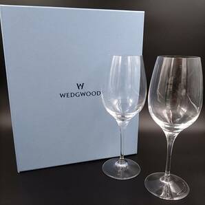 #109 Wedgwood WEDGWOOD コンチェルト ベッロ ペア ワイングラス 高さ約22cm 飲み口直径約5.5cmの画像2