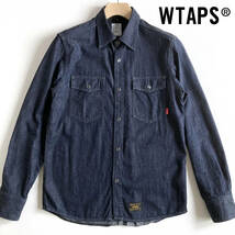 【美品】WTAPS ダブルタップス オールマン ロングスリーブ デニムシャツ インディゴ Mサイズ 長袖 ウェスタンシャツ_画像1