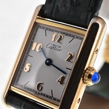 △ カルティエ CARTIER 1613/Ｗ1008354 マストタンク SV925(GP)/レザー クォーツ レディース 良品 D#127963_画像8