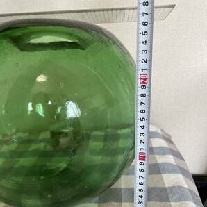 気泡たっぷり グリーン ガラス玉 管理A2391 インテリア オブジェ アンティーク レトロ 置物 昭和レトロ の画像7