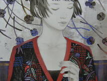 早川 実希、「通り風」、希少画集・額装画、美人画、人気作品、新品高級額 額装付、状態良好、送料無料_画像4
