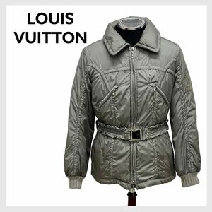 高級 LOUIS VUITTON ルイヴィトン 07AW 裏地シルク モノグラム柄 LVチャーム ベルト付き ジップアップ ダウンジャケット WLJA09PCW