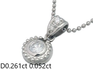 音羽屋■ ダイヤモンド/0.261ct 0.052ct Pt900/Pt850 プラチナ デザイン ネックレス 仕上済【中古】